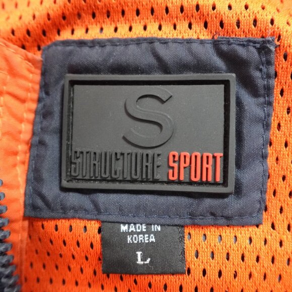 Vintage Structure Jacket Large Blue Anorak Nylon 1/4 Zip Cinch Waist - Picture 4 of 12